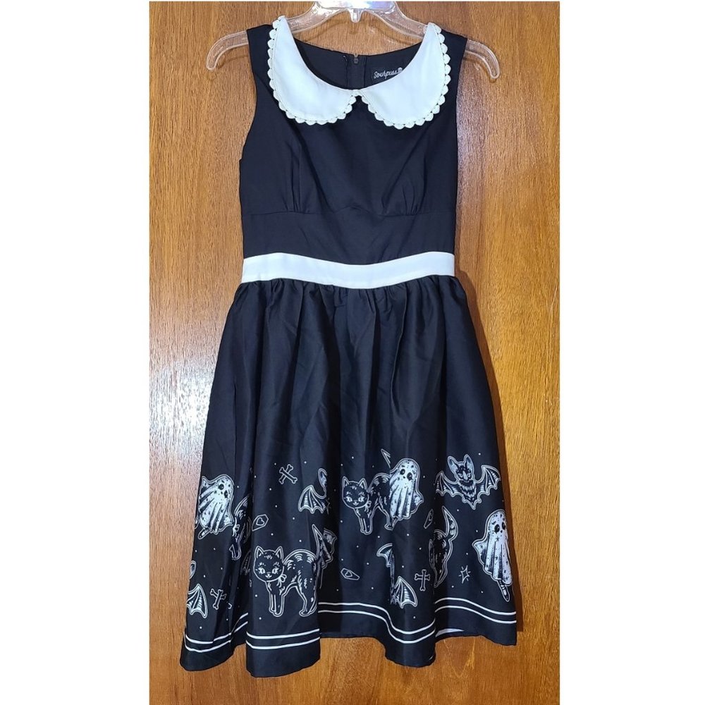 Sourpuss Halloween Dress - Ghosts Cat Bat Swing Retro 60s Pinup Rockabilly Punk - Picture 2 of 13